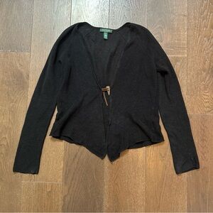 Ralph Lauren 100% Linen Cardigan Womens Size Small Black